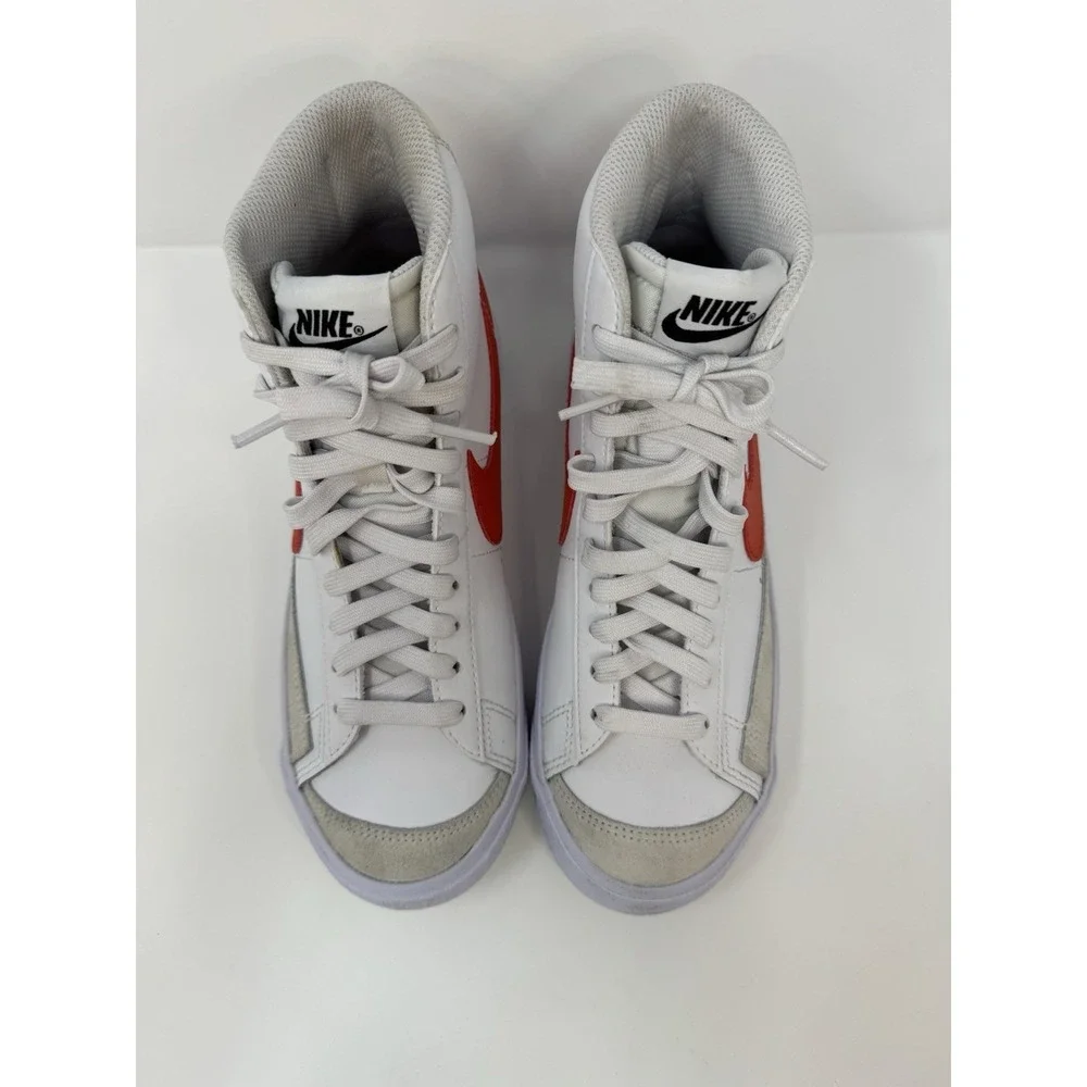 Nike Blazer Mid '77 Unisex Kids GS 4.5Y White/Orange Shoes Sneakers [DA4086-110]